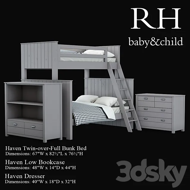 Haven Twin-over-Full Bunk Bed 3DModel