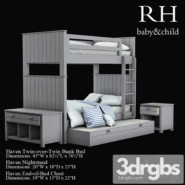 Haven Twin Over Twin Bunk Bed 3D Model Free