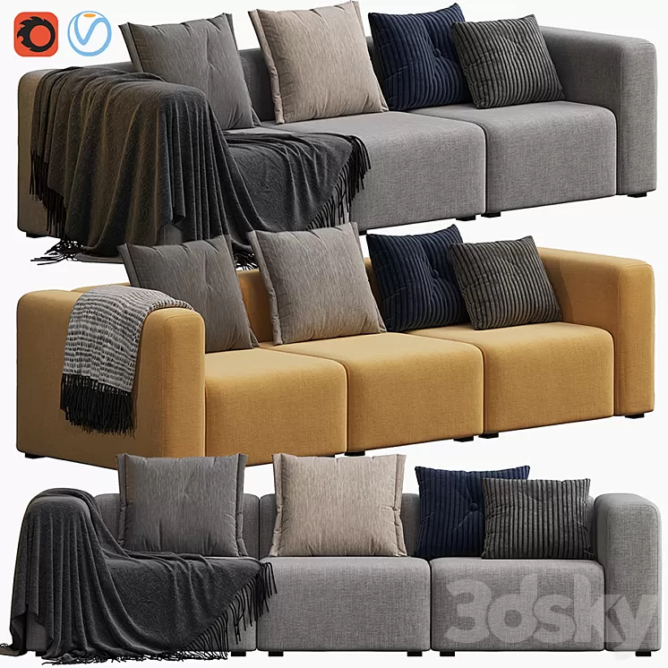 Hay Mags 3 Seater Combination 1 3D Model