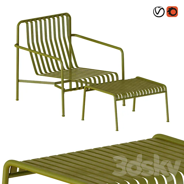 Hay Palissade Lounge Chair High with table 3D Model