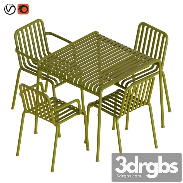 Hay palissade table and chairs 2 3D Model Free