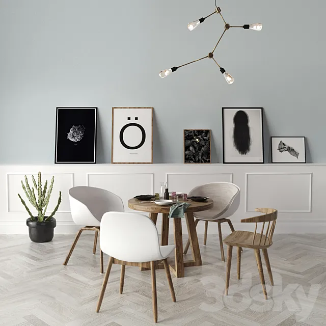 Hay table and chairs and decorative set Free Download