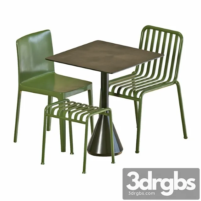 Hay Table And Chairs Set 5 3D Model Free