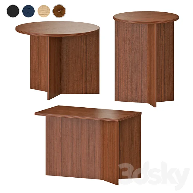 HAY WOOD SLIT SIDE TABLES 3D Model