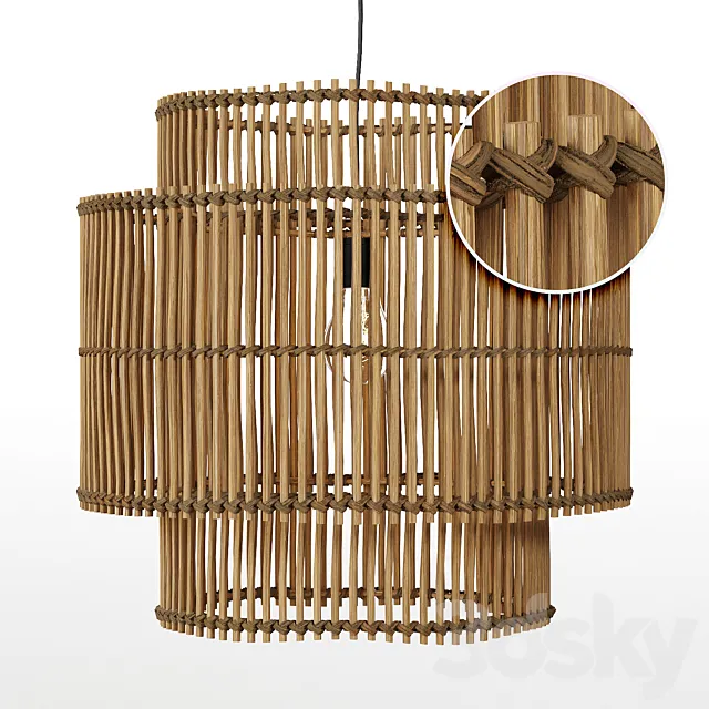 Haya bamboo ceiling light 3D Model