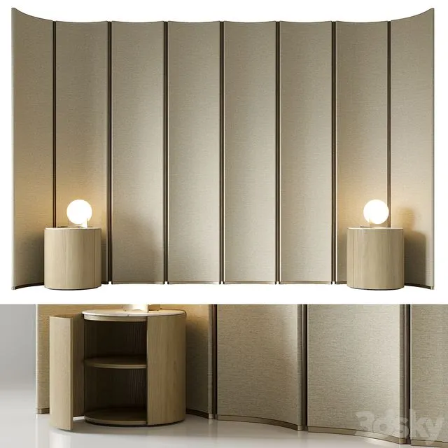 Headboard 001 with nightstand Top Lema and lamp Terzani Oscar 3D Model