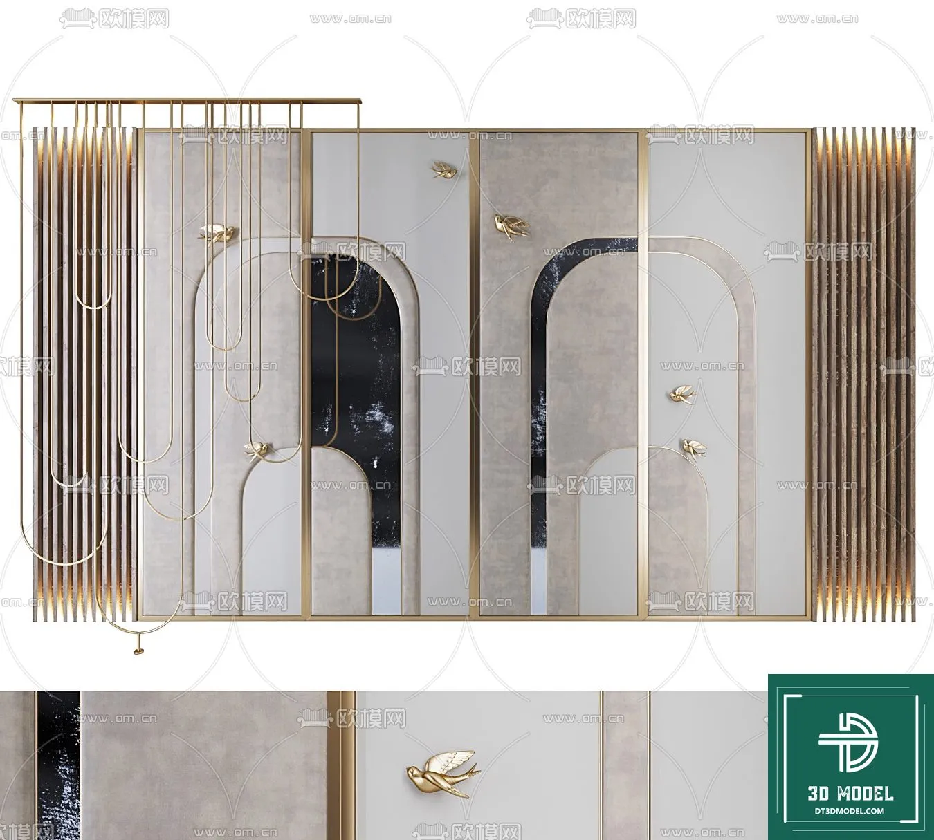 Headboard 3D Model for Bed - Interior 3D - 005