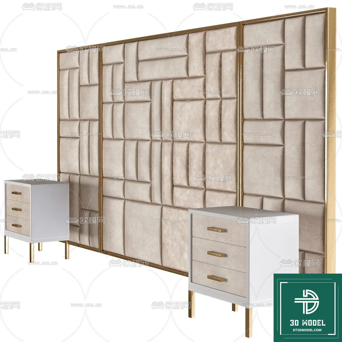 Headboard 3D Model for Bed - Interior 3D - 028