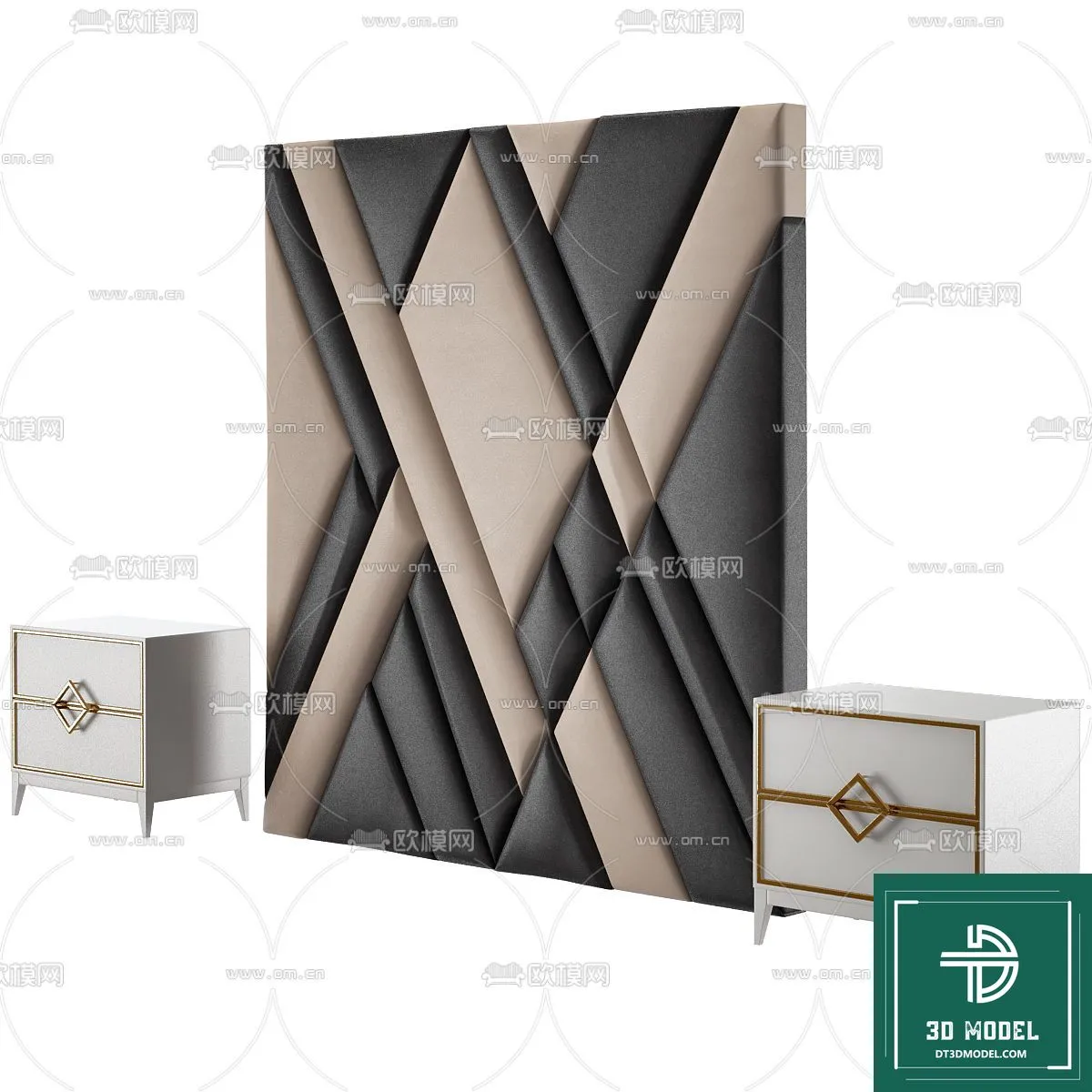 Headboard 3D Model for Bed - Interior 3D - 031