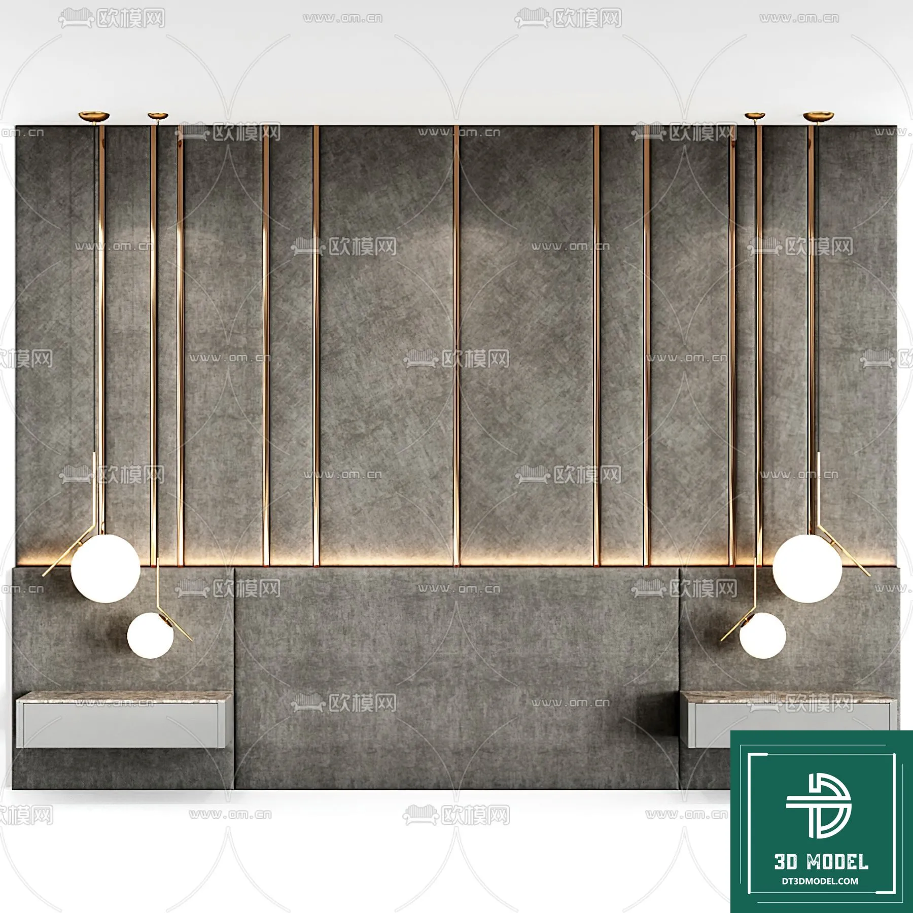 Headboard 3D Model for Bed - Interior 3D - 054