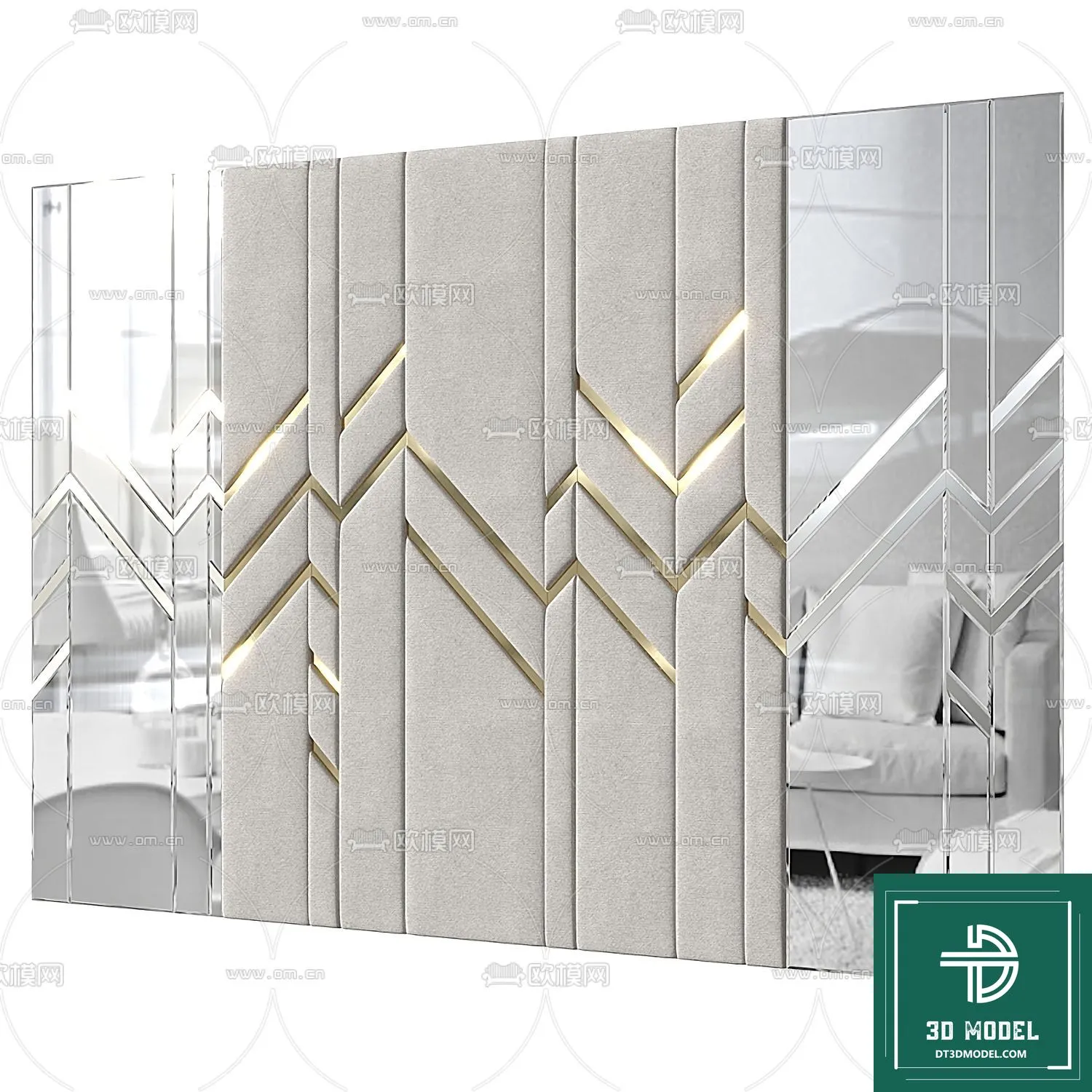 Headboard 3D Model for Bed - Interior 3D - 056