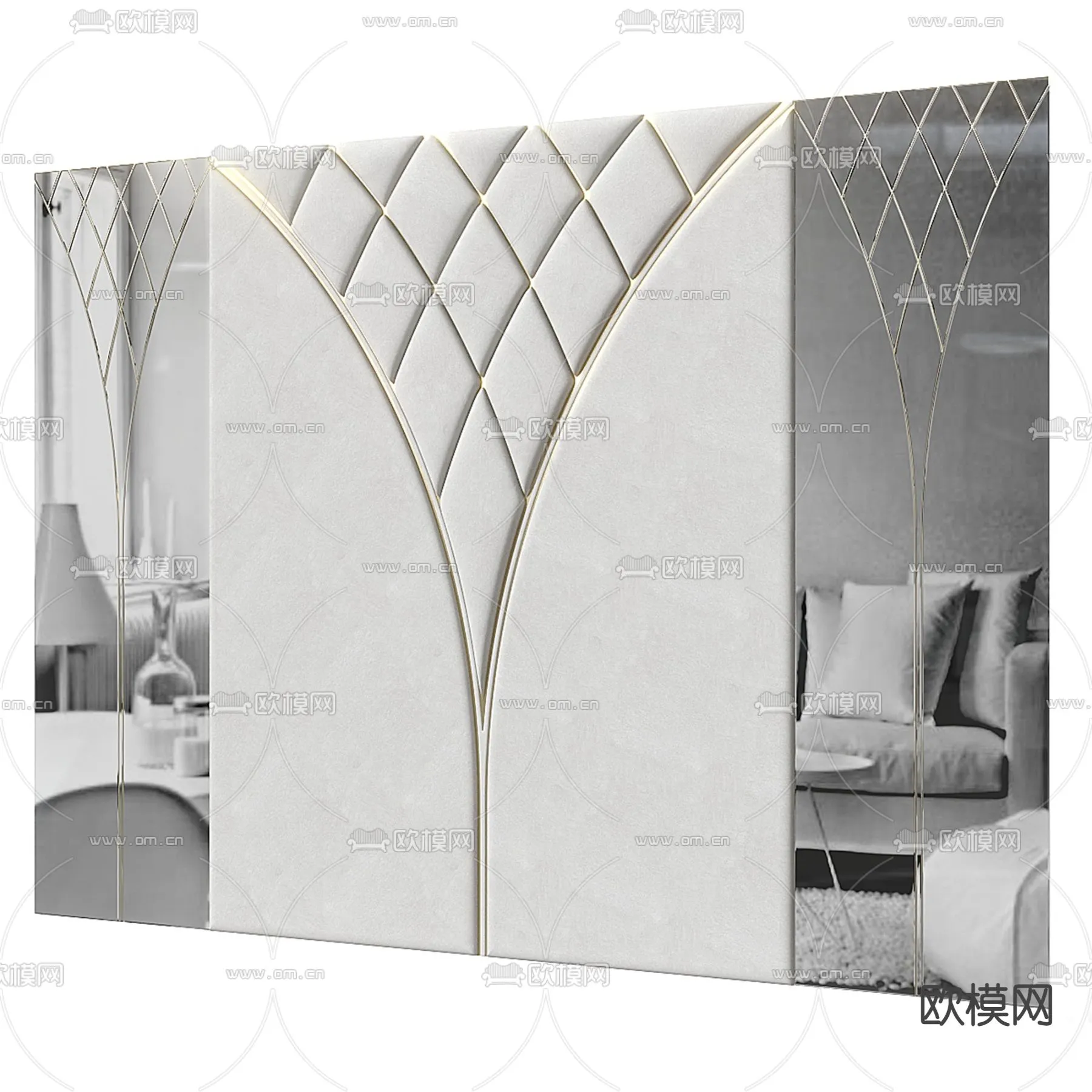 Headboard 3D Model for Bed - Interior 3D - 065