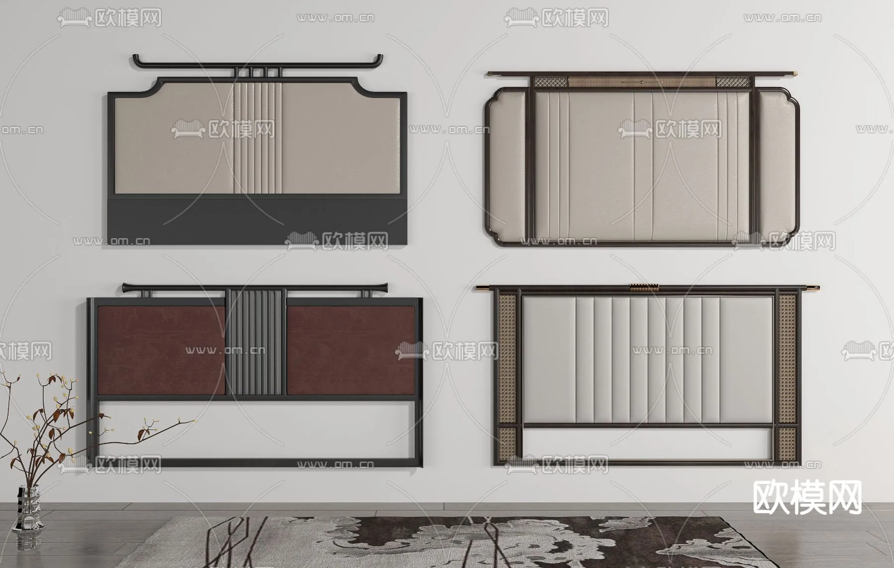 Headboard 3D Model for Bed - Interior 3D - 076