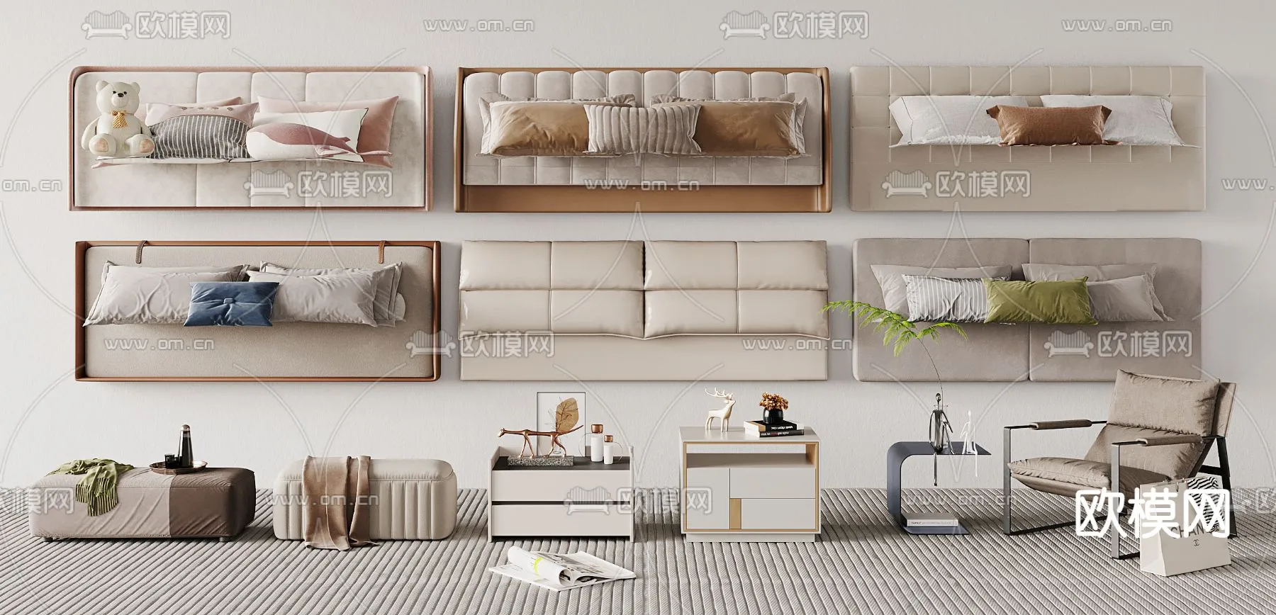 Headboard 3D Model for Bed - Interior 3D - 089