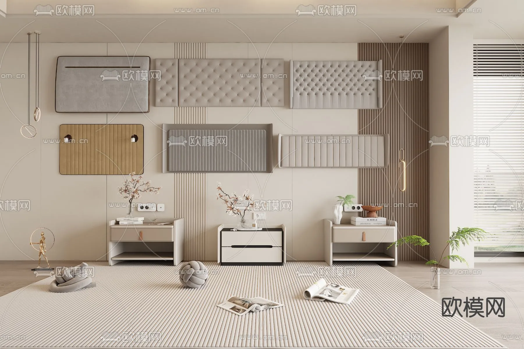 Headboard 3D Model for Bed - Interior 3D - 100