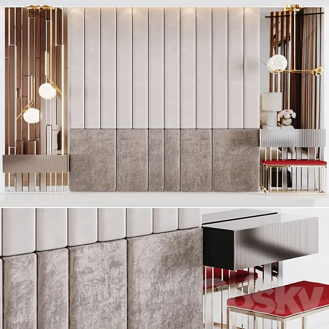 Headboard decoration with bedside tables and light Free Download