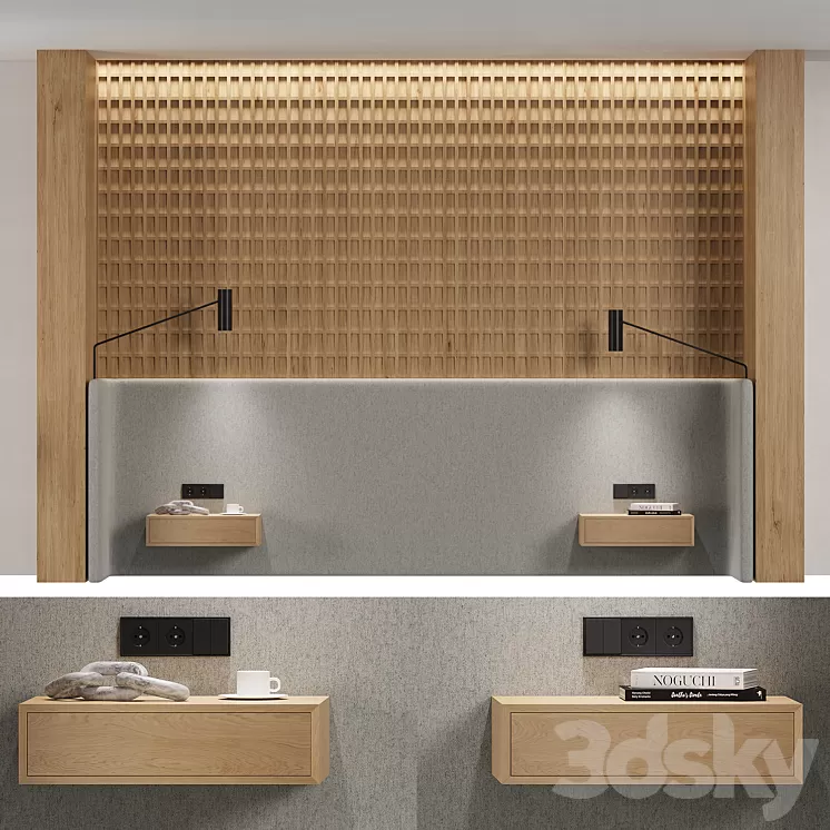 Headboard Kioto with decorative panel 3D Model Free