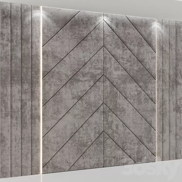 Headboard made of soft beige panels 3D Model