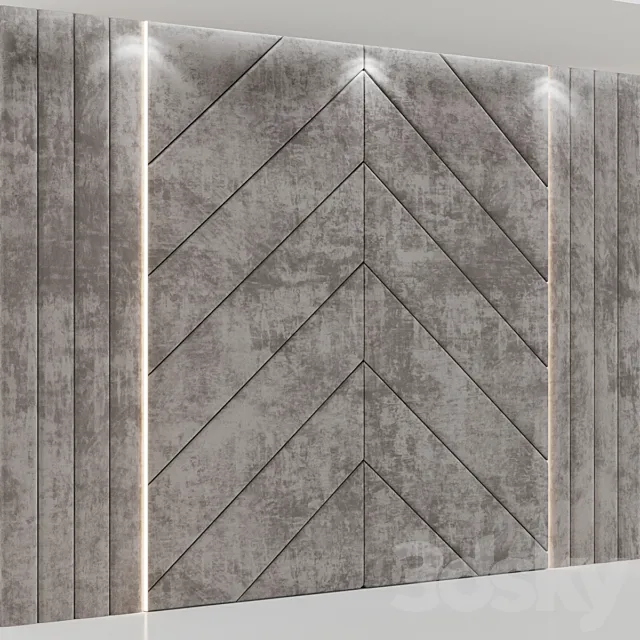 Headboard made of soft beige panels 3DModel