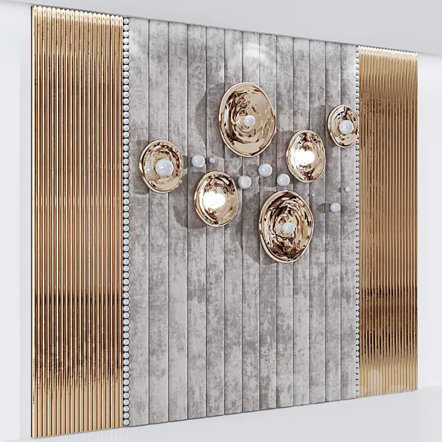 Headboard made of soft beige panels and 3d decor Free Download