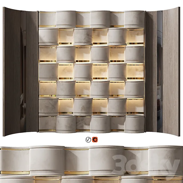 Headboard Wall Panel Decor 09 3D Model