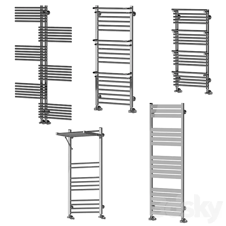 Heated towel rail set 3D Model Free