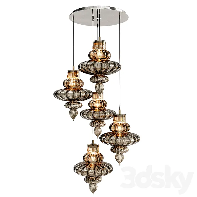 HEATHFIELD & CO BASILICA 5 LIGHT PENDANT 3D Model