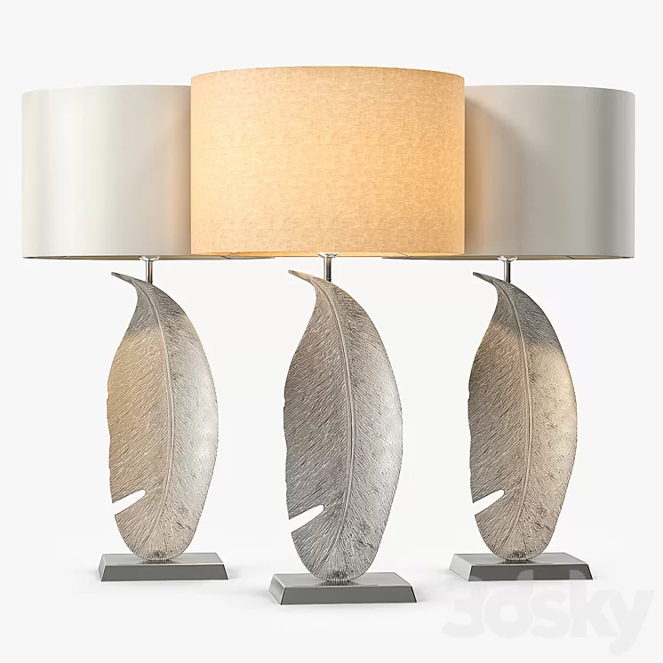 Heathfield & Co Leaf Nickel Large Table Lamp 3D Model