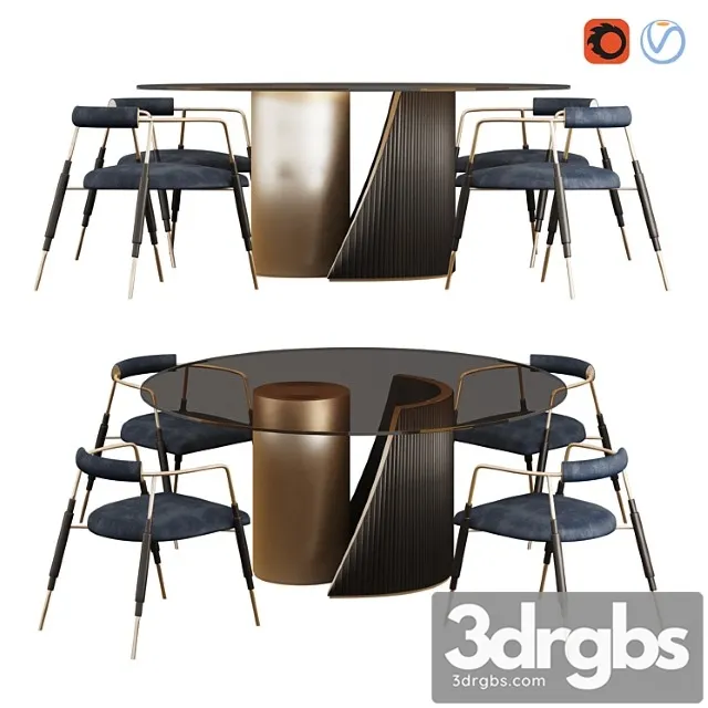 Hege table and frame chair by shake 2 3D Model Free