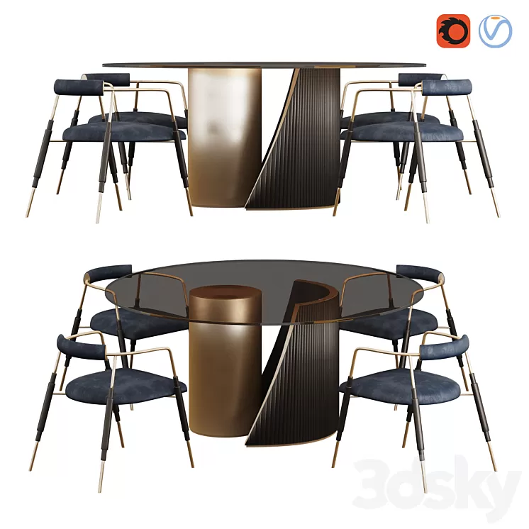 Hege Table and Frame Chair by Shake 3D Model Free