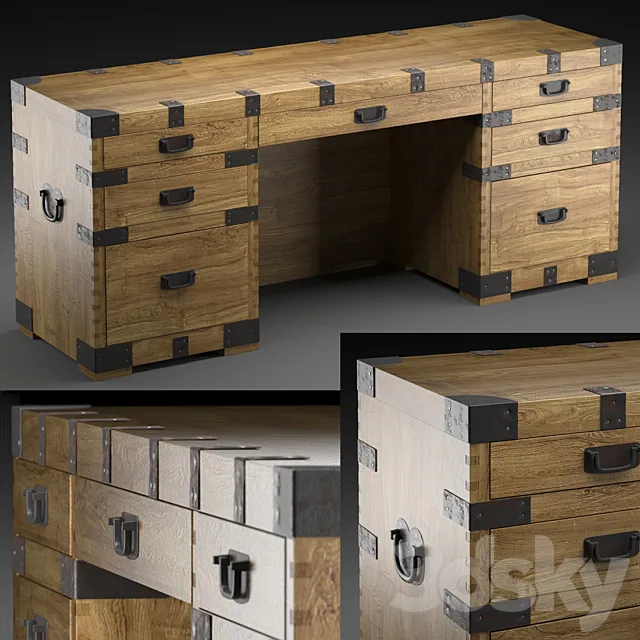 HEIRLOOM SILVER CHEST desk Restoration Hardware 3D Model