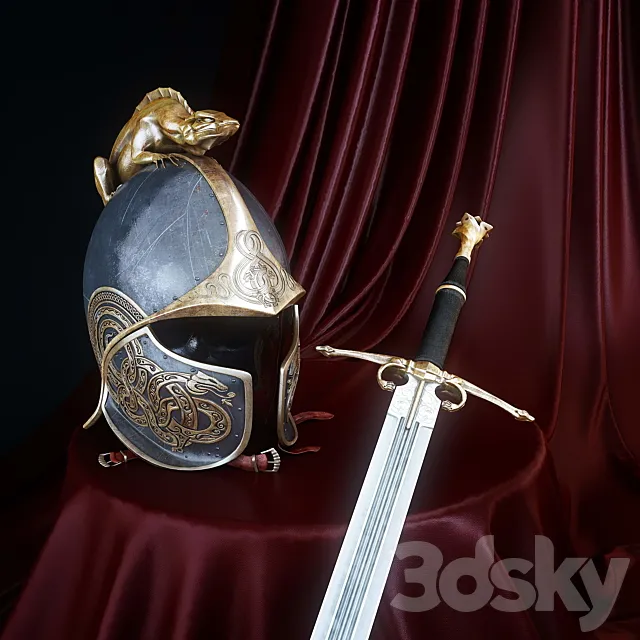 helmet and sword 3D Model