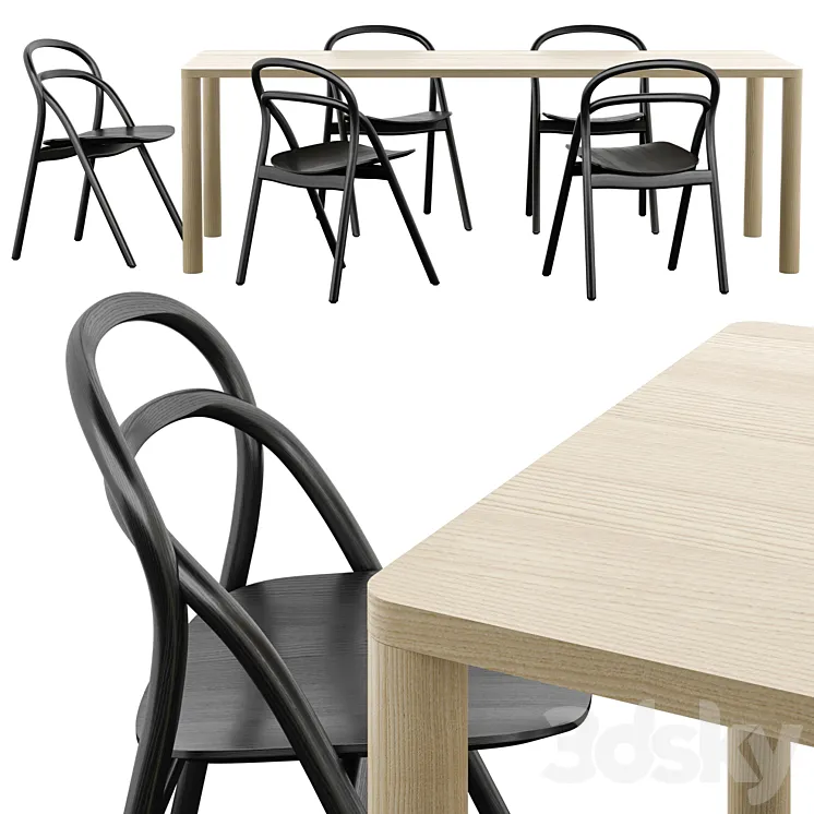 Hem Udon Chair and Log Tables 3D Model Free