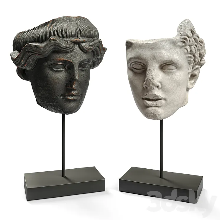 Hercules and Orpheus heads SCULPTURE 3D Model Free