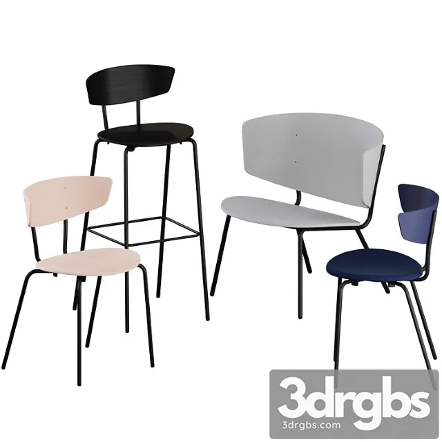 Herman Chairs Bar Stool Lounge By Ferm Living 3D Model Free