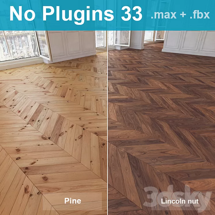 Herringbone parquet 33 (2 species without the use of plug-ins) 3D Model