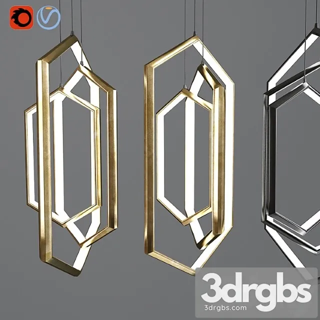 Hexagon geometric modern chandelier led light fixture 3D Model Free
