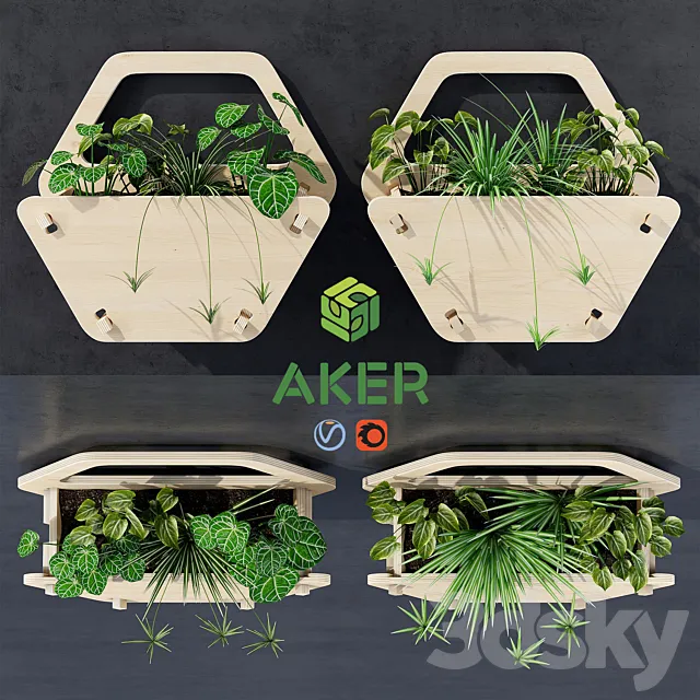 Hexagon wall planter 3D Model