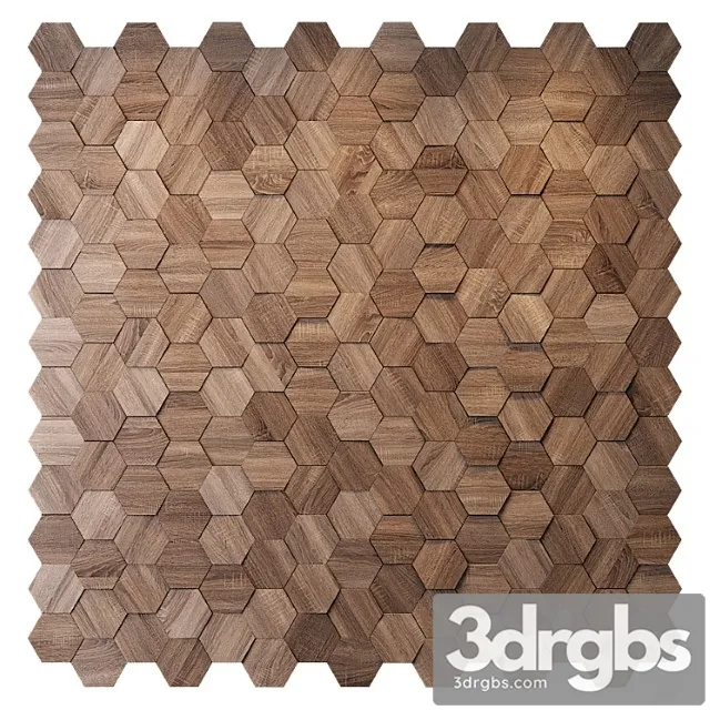 Hexagon wood panel 3D Model Free