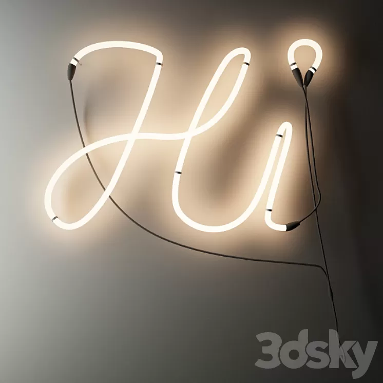 Hi neon sign 3D Model