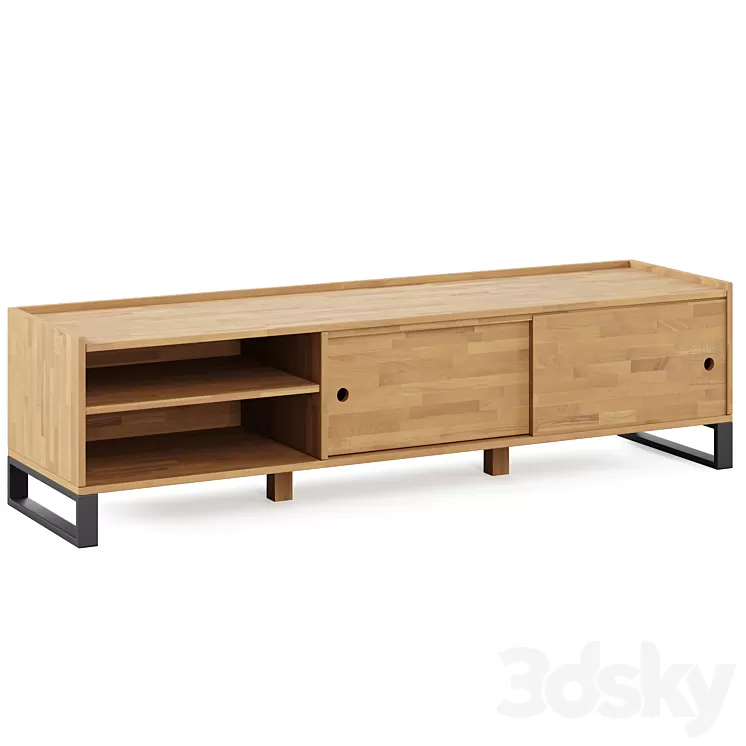 Hiba Solid Oak & Steel TV Unit 2 by LA REDOUTE INTERIEURS 3D Model