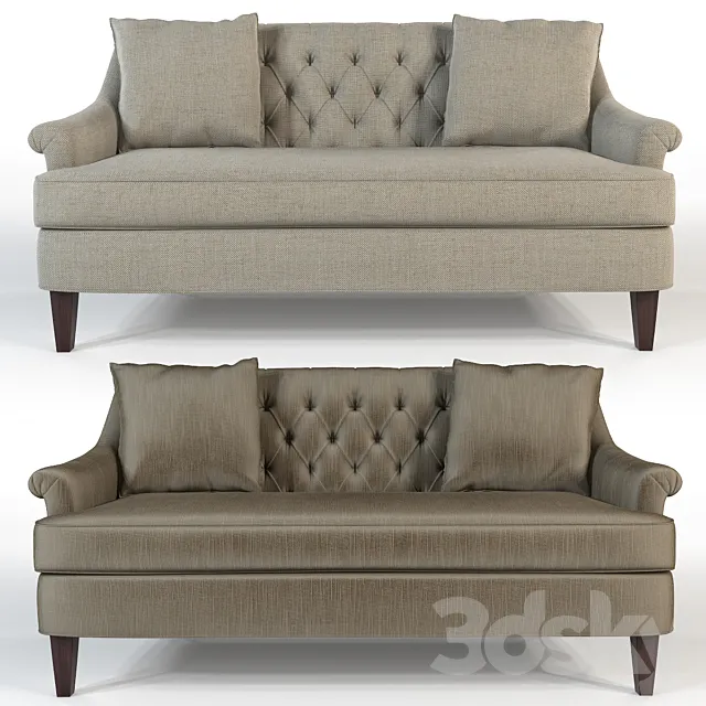 Hickory furniture - Marler tufted apartment sofa 3D Model