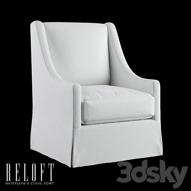 High-Back Slope Arm Swivel Rocking Chair 3D Model