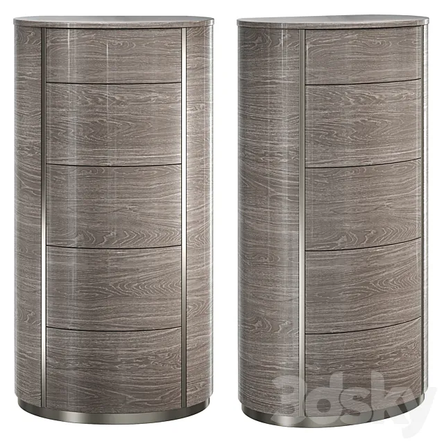 High chest of drawers Camelgroup Round silver 3D Model