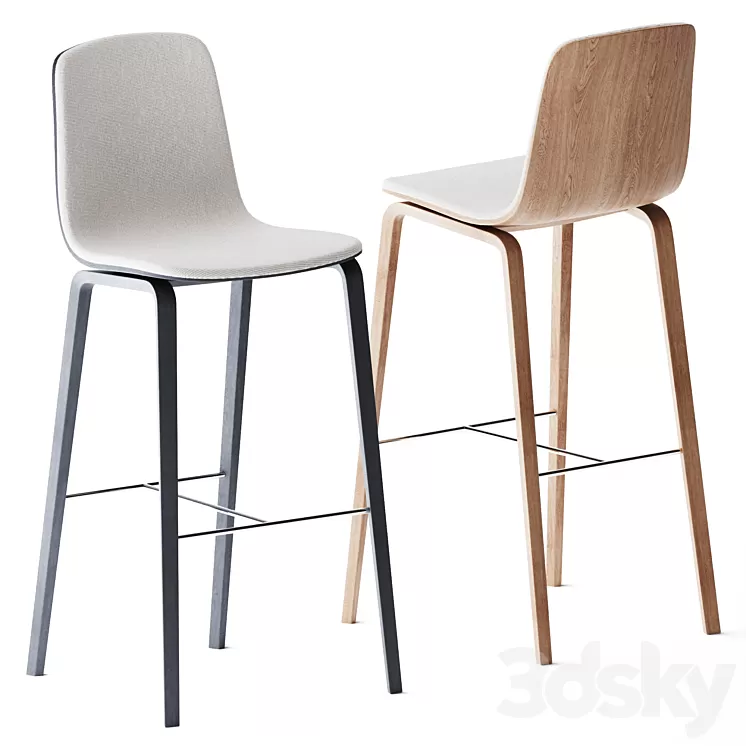 High upholstered bar stool Aavo by Arper 3D Model