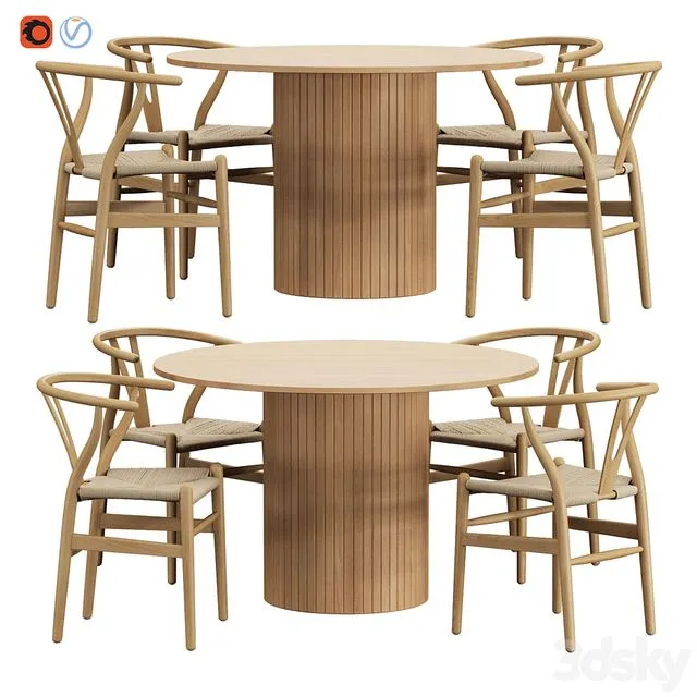 Hill table Vish chair 3D Model