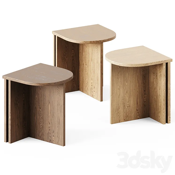 Hinoki Wood Round Side Table by The Citizenry 3D Model Free