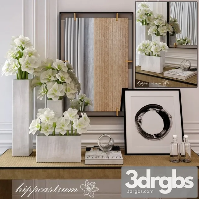 Hippeastrum Flower Decorative Set 3D Model Free