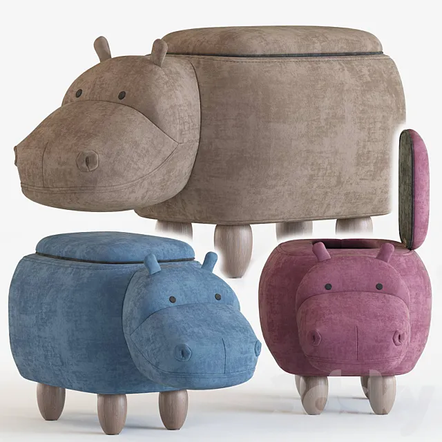 Hippo children's storage stool 3D Model