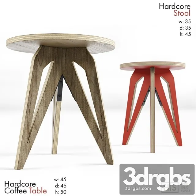 His Hardcore Stool And Coffee Table 3D Model Free